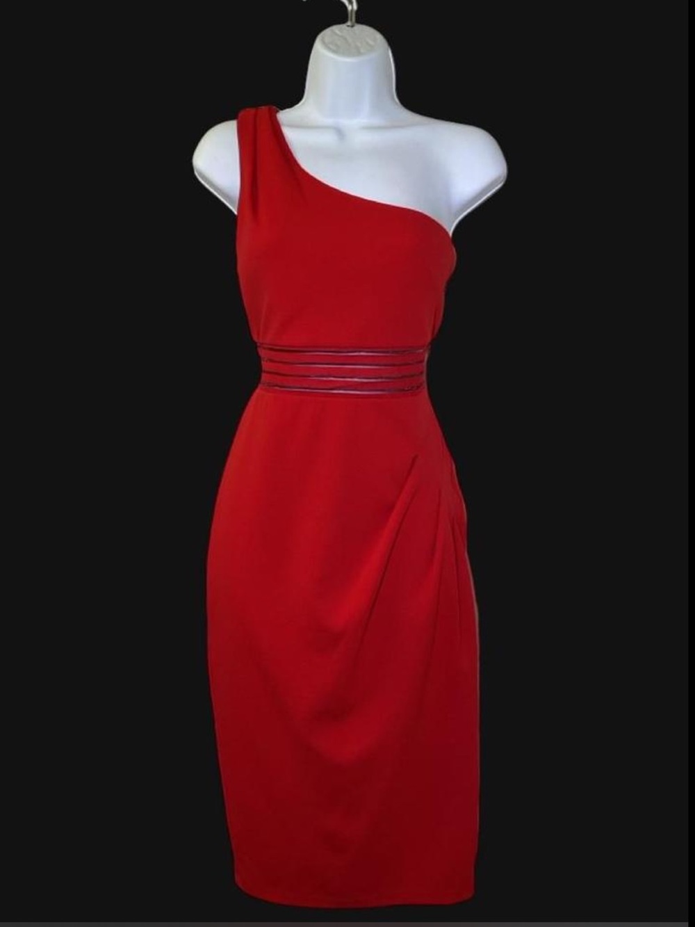 Rebecca B Red One-Shoulder Sheath Dress